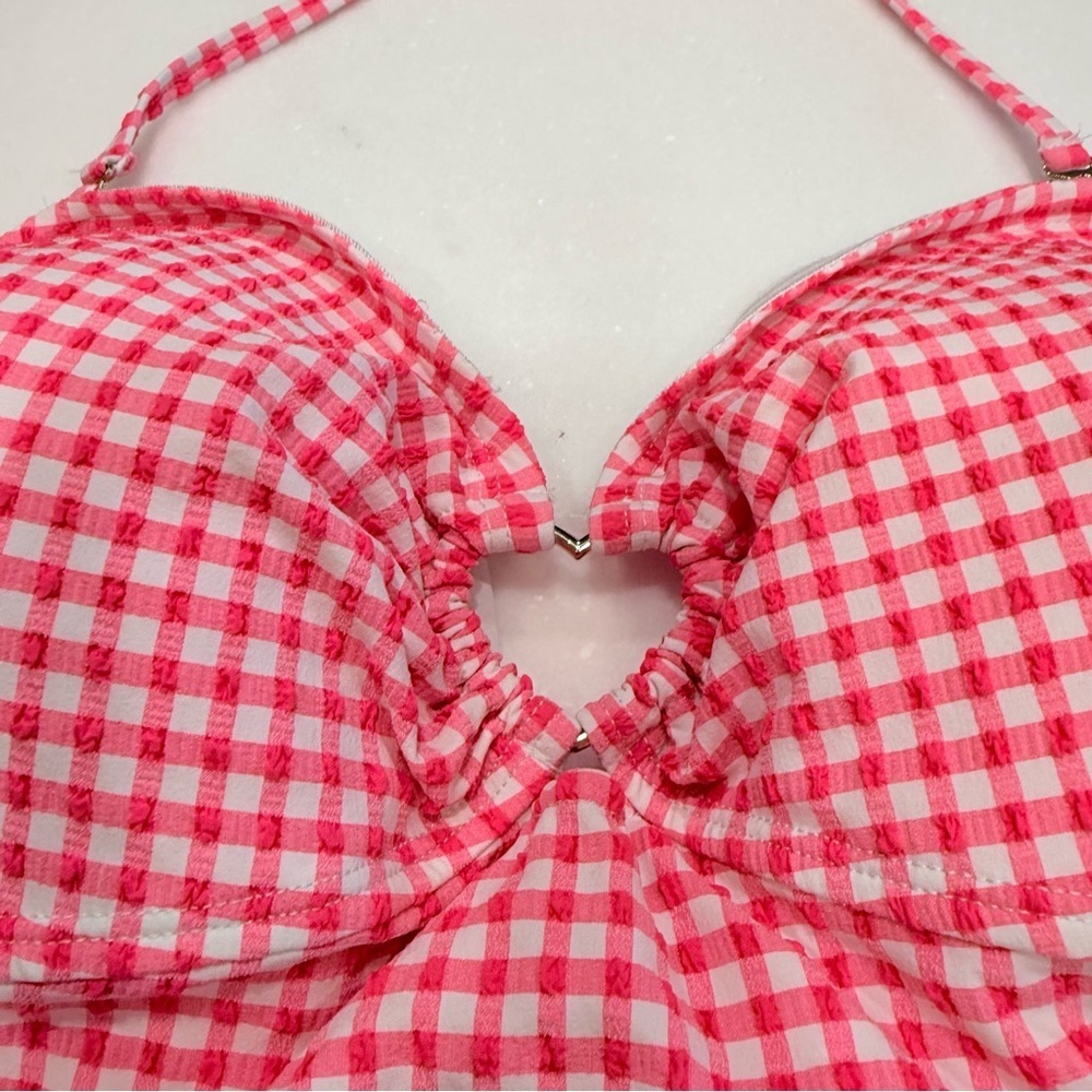 BETSEY Johnson 1 Pcs Bathing Suit Retro Pink & White Gingham Adj. Strap Sz M NEW - Picture 4 of 16
